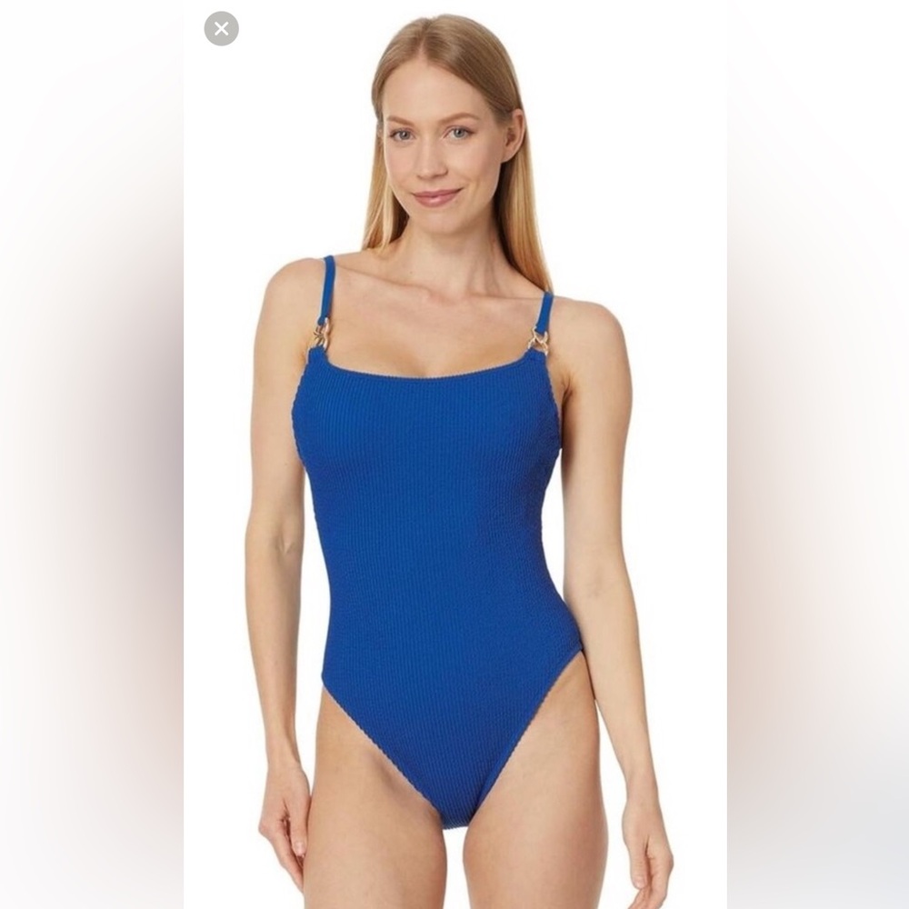 Lilly Pulitzer Alizee Scrunch Textured One Piece Swimsuit NWOT Blue Size 8